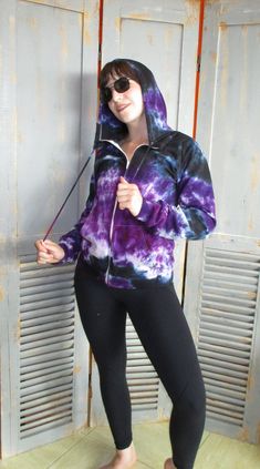 "Purple Black Tie-Dye Organic Cotton Zip Hoodie, Tie Dye Fleece Sweatshirt, Street Wear, Tie Dye Hoodie, S-2XL, Boho, Urban Chic This is a really nice quality super soft 100% Organic Cotton Fleece Zip Hoodie; made on Long Island, NY. It is a Unisex style, available from S-2XL. I tie-dye these as per your order, please give me 1-5 workdays to finish and ship your size! Color Options: -MIDNIGHT purples-black -Custom Combo CONTACT ME about a CUSTOM COMBO REQUEST! Modeled by a size 6 person, she is Purple Hooded Hoodie With Kangaroo Pocket, Purple Hooded Sweatshirt With Drawstring, Fitted Hooded Fleece Jacket Casual, Purple Hooded Fleece Sweatshirt, Purple Fleece Hooded Sweatshirt, Purple Fleece Sweatshirt For Winter, Purple Hoodie For Sports In Fall, Purple Hoodie With Adjustable Hood For Fall, Purple Sports Hoodie For Fall