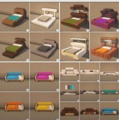 several different types of beds and couches made out of wood pallets, with instructions to make them