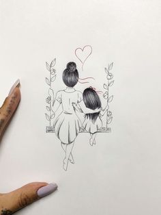 Swing Tattoo, Mother And Daughter Drawing, Stunning Tattoos, Drawing Styles, Clever Tattoos