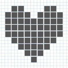 a heart made out of squares on graph paper with the words love written in it