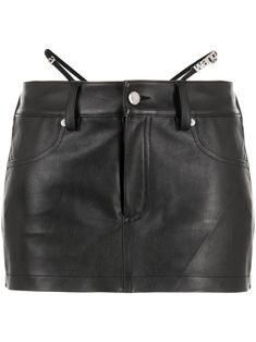 black calfskin low-rise belt loops concealed fly and button fastening classic five pockets strap detailing with crystal-embellished logo plaque thigh-length straight hem Mini Skirt Black, Chanel 2, Iconic Bags, Summer Beach Wear, Fitted Skirt, Ballet Flat Shoes, Pump Sandals, Ski Wear, Lady Dior