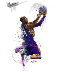 a painting of a basketball player dunking the ball