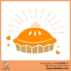 an orange cupcake with hearts on it and the words use coupon code sv10 for