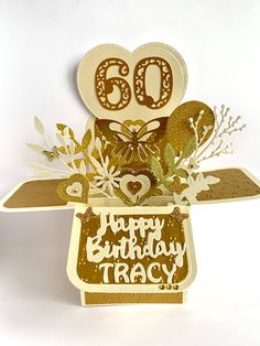 a happy birthday card with the number 60 on it's front and back side