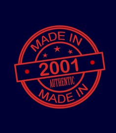 the made in 999 authentic logo is red and black on a dark blue background