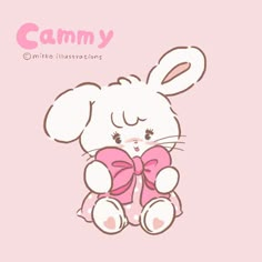 a cartoon bunny with a pink bow on it's head and the words cammy in