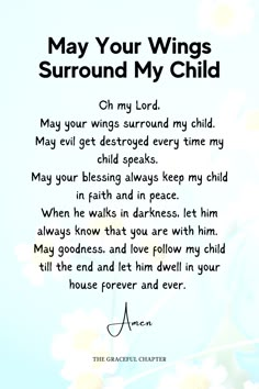 a poem written in the language of may your wings surround my child