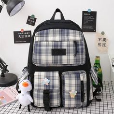 4 In 1 Pcs Set Canvas Backpack New Korean Junior High School Bags for Teenager Girls Mochilas Para Mujer [23y 6m 27d] Trendy Portable Backpack For Back To School, Trendy Rectangular Student Backpack, Trendy Rectangular Backpack For Students, Cute Black Backpack For Study, Trendy Student Backpack With Pockets, Casual Black Backpack, Casual Black Backpack For Study, Trendy Rectangular Backpack For Back To School, Back To School Backpack With Pockets For Study