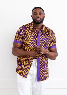 Modern African Clothing, Latest African Men Fashion, Style Africain, African Print Clothing, African Clothing For Men, Purple Diamond, African Inspired Fashion, African Men Fashion, Unique Shirt