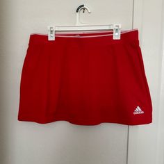 Nwt Adidas Aeroready Skort Size Xl Casual Red Skort For Sports, Sporty Red Skort For Summer, Adidas Red Bottoms For Spring, Red Adidas Bottoms For Spring, Sporty Red Fitted Skirt, Red Casual Skort For Sports, Sporty Red Skirt For Spring, Casual Red Tennis Skirt For Spring, Adidas Casual Summer Skirt