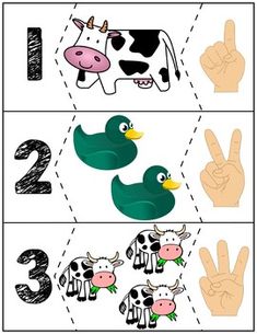 the numbers 1 to 10 with farm animals and ducks are shown in this printable worksheet