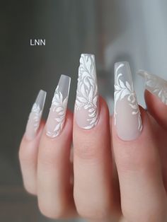 Bridal Nails Designs, Milky Nails, Long Nail Designs, Colorful Nails, Wedding Nail, Vibrant Nails, Her Nails, Blushing Bride, Bride Nails