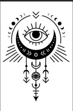 an all seeing eye with arrows and sun in the middle, on a white background