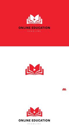 the logo for online education is shown in red and white, with an open book on top