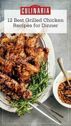 A whole grilled chicken and three grilled chicken skewers on a platter with fresh tarragon. Recipes For Grilling, Grilled Jerk Chicken, Grilled Whole Chicken, Best Grilled Chicken Recipe, Shish Taouk, Grilling Chicken, Grilled Chicken Tacos, Grilled Chicken Skewers, Grill Chicken