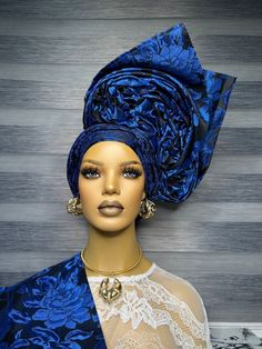 Autogele Sego Gele, Pre-Tied Headwrap Gele, Blue Headwrap, African Fabric, African Turban, African Headband, African Head Wrap For Women Features: *Mage with Sego Gele. *Easy to tie and maintain. *Comfortable on the head. *Comes in other lovely colours. We can do this for large numbers of wedding guests. If you have additional/special requests, kindly contact me. Wholesale price available. * If you need your order by a specific date, send a message and we will see if we can work it out. Elegant Adjustable Blue Headwrap, African Headband, Headwrap Styles, African Headwrap, African Turban, Traditional Weddings, Head Wraps For Women, Head Wrap Styles, African Head Wraps