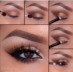 Cute for an everyday look 💁 Brown Eyes, Eyeliner, Step By Step, Glitter, Makeup, Gold, Instagram, Make Up