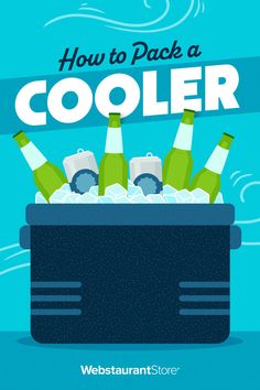 Cooler with ice and various drinks with text "how to pack a cooler" Pack A Cooler, Efficient Packing, Packing A Cooler, Catering Events, Picnic Food, Picnic Foods, Food Safety, Event Catering