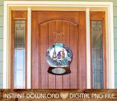 a wooden door with a sign hanging from it's side and the words instant downloaded digital file