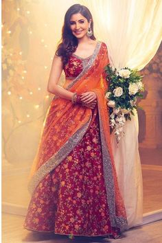 Virat Anushka, Orang India, Orange Lehenga, Bridal Lehenga Collection, Indian Salwar Kameez, Lehenga Choli Online