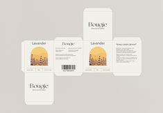 four business cards with an image of trees on the front and back, all in white