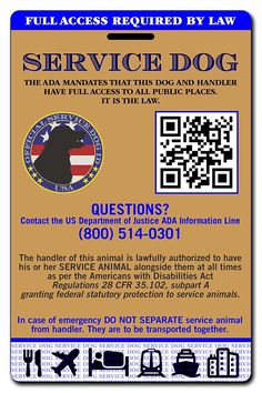 the service dog identification card is shown