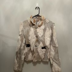 New With Tags. Original Piece 100% Rabbit Fur. Amazing Jacket For Your Collection! Designer Long Sleeve Outerwear With Faux Fur Trim, Ugg Coat, Athleisure Jacket, Green Denim Jacket, Rabbit Fur Jacket, Black Ski Jacket, Free People Cardigan, Black Jean Jacket, Long Faux Fur Coat