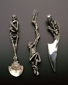 two skeleton forks and spoons are shown on the facebook page, one is holding a fork