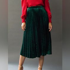 Fall 2024 Is Here! Break Out Those Deliciously Decadent Fabrics, Patterns Jewelry And Shoes. I've Never Worn It, And I Know What You're Thinking.. Where Would I Wear It? Answer Where Ever You Want! Holiday Photos, Family Get Togethers, First Dates, Or Just Out! Make A Statement. Green Midi Skirt Bottoms For Winter, Green Midi Skirt For Fall, Green Pleated Skirt For Fall, Green Pleated Winter Skirt, Green Midi Length Bottoms For Fall, Green Midi Pleated Skirt For Party, Green Winter Party Skirt, Green Lined Midi Skirt, Green Midi Length Lined Skirt