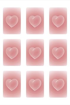 nine hearts arranged in squares on a white background with light pink hues, each shaped as a heart