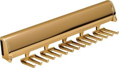 an image of a gold metal rack for hairbrushes and combs on a white background