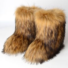 Fox Fur Boots, Fur Boots Women, Brown Winter Boots, Fuzzy Boots, Warm Snow Boots, Faux Fur Boots, Fur Boots, Fox Fur, Brown Boots