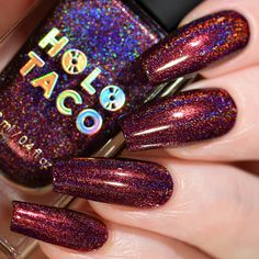 Halographic Nails, Nail Paints, Dark Rainbow, Holo Taco, Nail Art Disney, Nice Nails, Holographic Nail Polish, Nails Makeup, Festival Nails