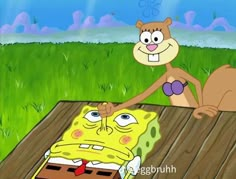 spongebob and his friend are playing with each other