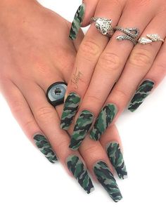 Camo Acrylic Nails, Camo Nail Designs, Nail Lab, Indigo Nails, Pointed Nails, Uñas Acrilicas