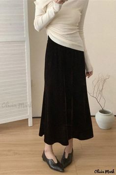 Olivia Mark - Black Velvet Vintage Casual Maxi Skirt Midi Dress Casual Maxi Skirt, Strapless Bodycon Dress, Sophisticated Dress, Autumn Dress, Floor Length Gown, Skirt Midi, Black Midi Skirt, Vintage Casual, Vintage Velvet