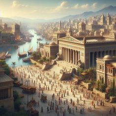 an artist's rendering of the city of ancient egypt