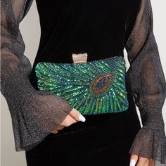 Brand New - Luxury - Sliver - Special Occasion - Rhinestones Item Takes 4-7 Business Days To Ship Glamorous Green Clutch Bag, Glamorous Green Bags With Rhinestones, Green Sequined Party Bag, Green Rhinestone Clutch Evening Bag, Green Rhinestone Party Evening Bag, Green Embellished Bag For Events, Green Rhinestone Party Bag, Elegant Green Bag For Night Out, Green Embellished Rectangular Evening Bag