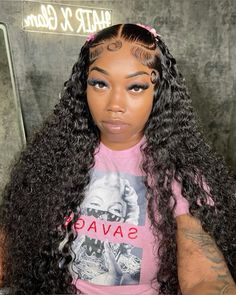 Braided Water Wave Wig, Wet And Wavy Frontal Hairstyles, Styles With Water Wave Wig, Deep Wave Wig 28 Inch, Lace Front Wigs Hairstyles For Black Women, Deep Wave Wig Dramatic Edges, Wet N Wavy Hairstyles Black Women, Wig Hairstyles Ideas Black Women Deep Wave, Curly Wig Braid Styles