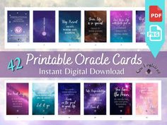 42 printable oracle cards instant digital download