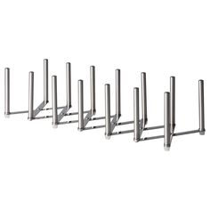 a set of six metal poles on a white background