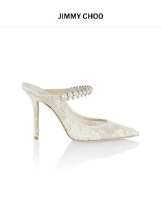 Wedding Shoes Jimmy Choo, Jimmy Choo Wedding Shoes, Jimmy Choo Bing, Lace High Heels, High Heel Mules, Heel Mules, Shoe Inspiration, Wedding Organization, Modest Wedding Dresses