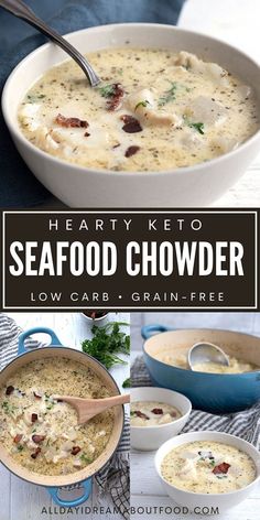 hearty keto seafood chowder with low carb and grain - free