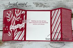 a red and white handmade card with the words, wishing you set of love