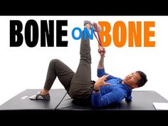 a man is doing an exercise on a mat with the words'bone on bone'in front of him