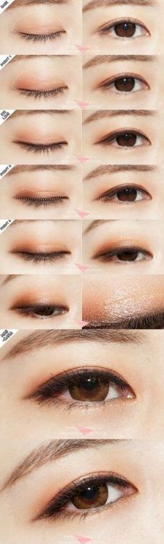 วิธีแต่งตาธรรมชาติ Korean Eyes, Make Up Korean, Makeup Eyeshadow Brown Eyes, Party Makeup Tutorial, Party Make-up, Trendy Eyeshadow, Korean Makeup Tutorials, Korean Eye Makeup