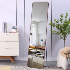 a large mirror sitting in the middle of a room