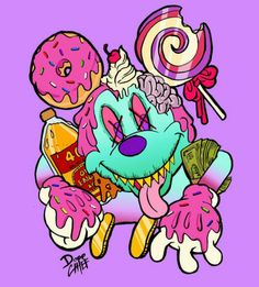 a cartoon character sitting on top of a donut