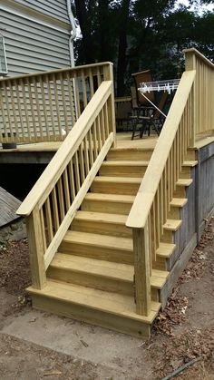 a set of stairs leading up to a deck