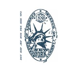 a stamp with the statue of liberty on it's face and words that say new york